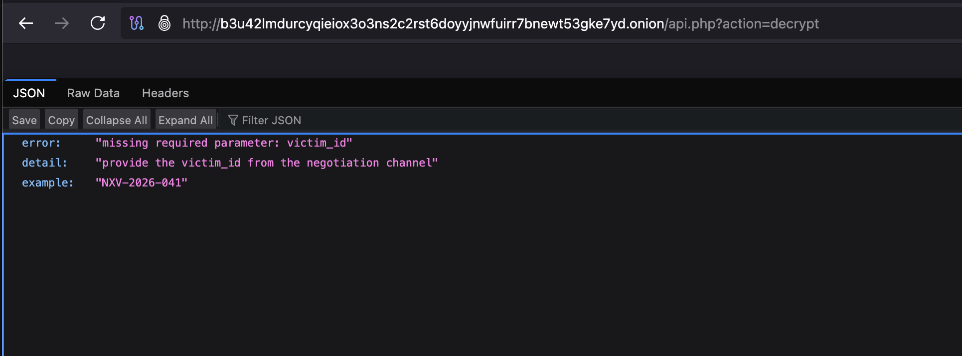 Decrypt API response exposing a victim ID